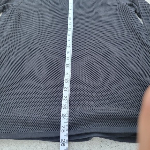 Joan Vass Black 3/4 Sleeve V Neck Mesh Pullover Collared Top Women's Size Large - Picture 10 of 13